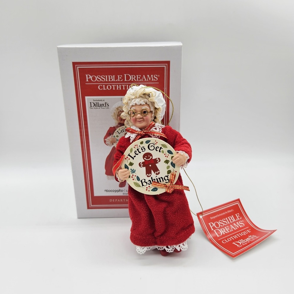 DEPARTMENT 56 MRS SANTA CLAUS ORNAMENT "LET'S GET BAKING" POSSIBLE DREAMS IN BOX